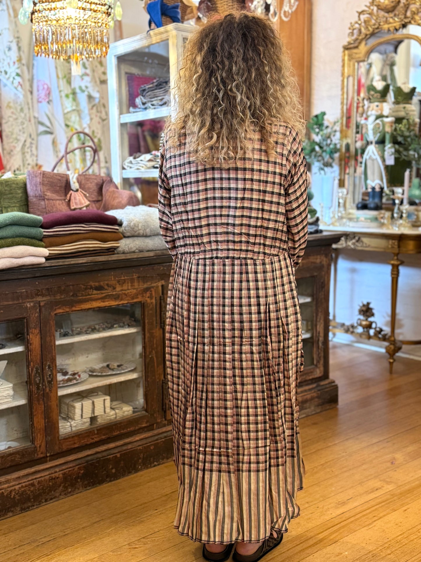 Runaway Bicycle Red Check Dress With Tie Waistband