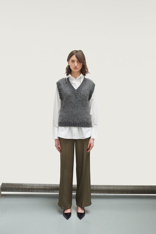 French Alpaca Knit Vest - Anthracite