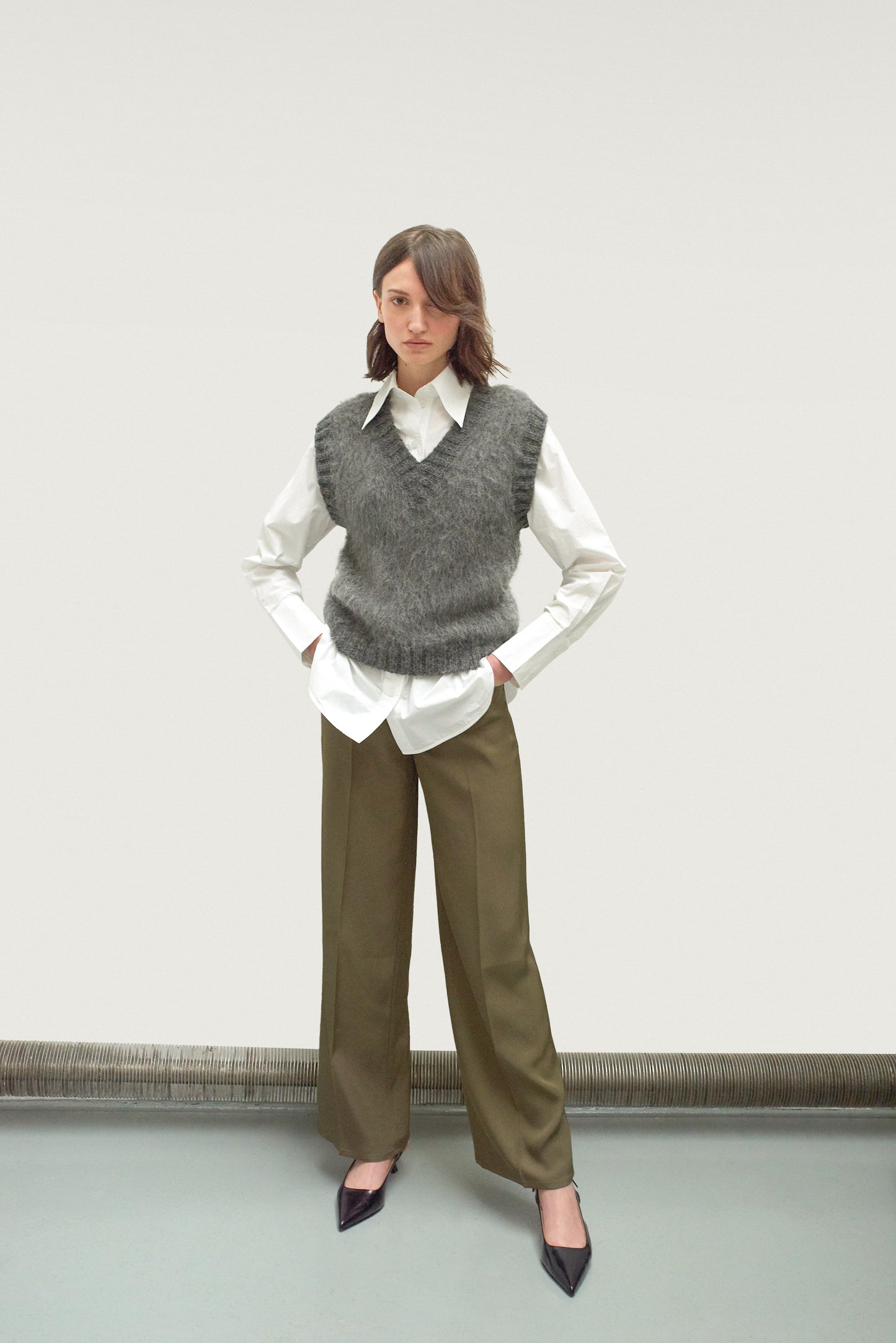French Alpaca Knit Vest - Anthracite