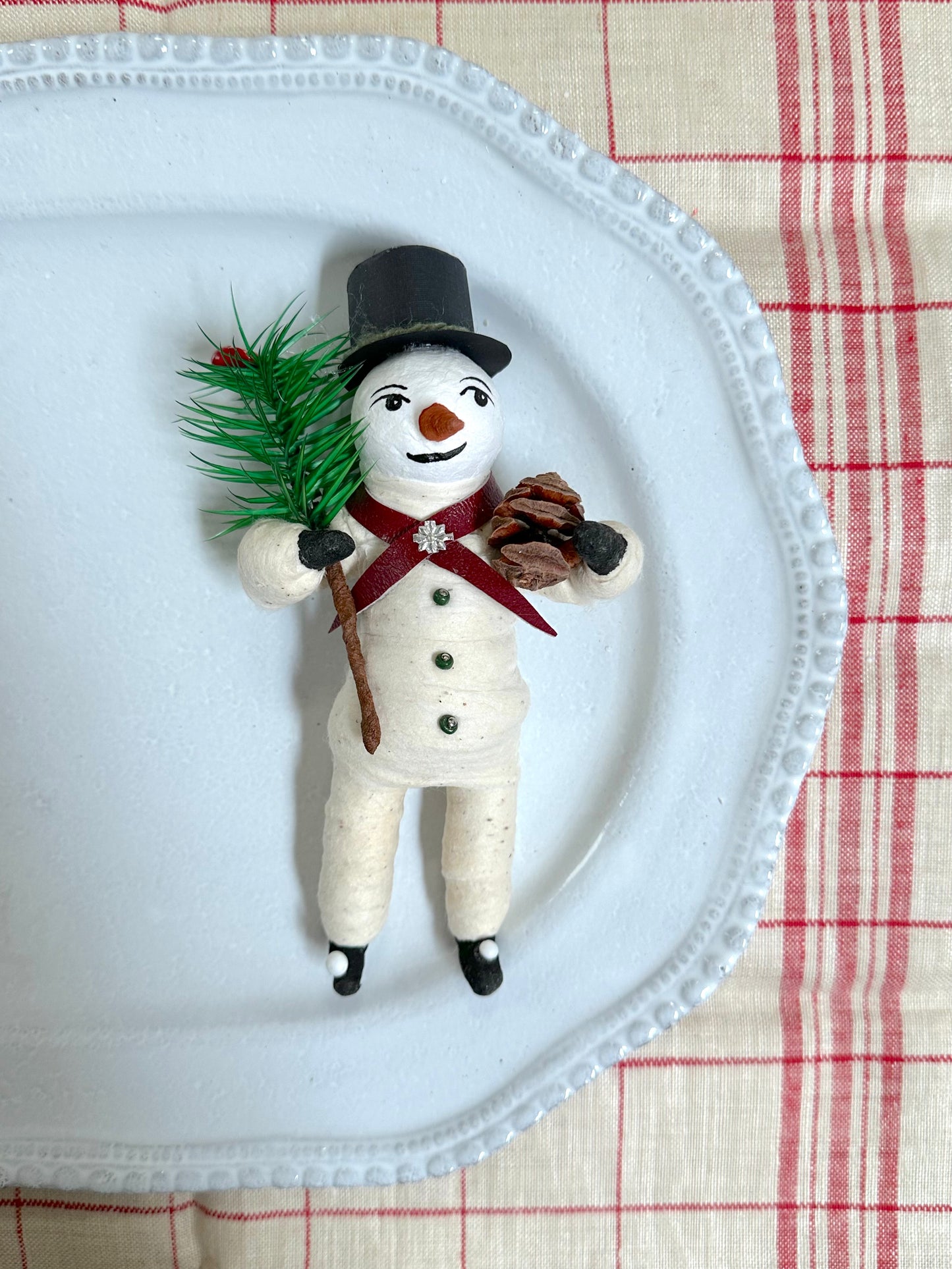 Vintage by Crystal Handspun Cotton Frosty Santa And Snowman