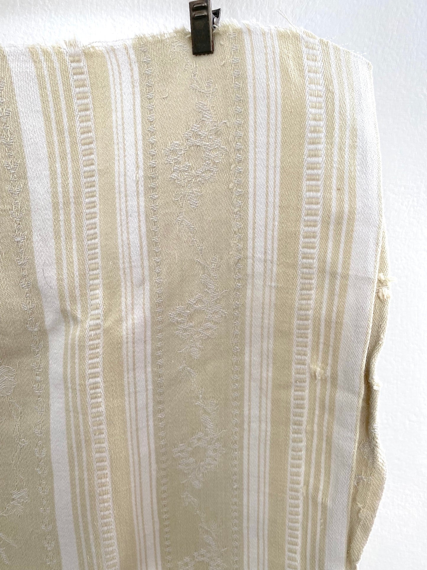 Antique French Natural Damask Linen Fabric Panel 50x50cm