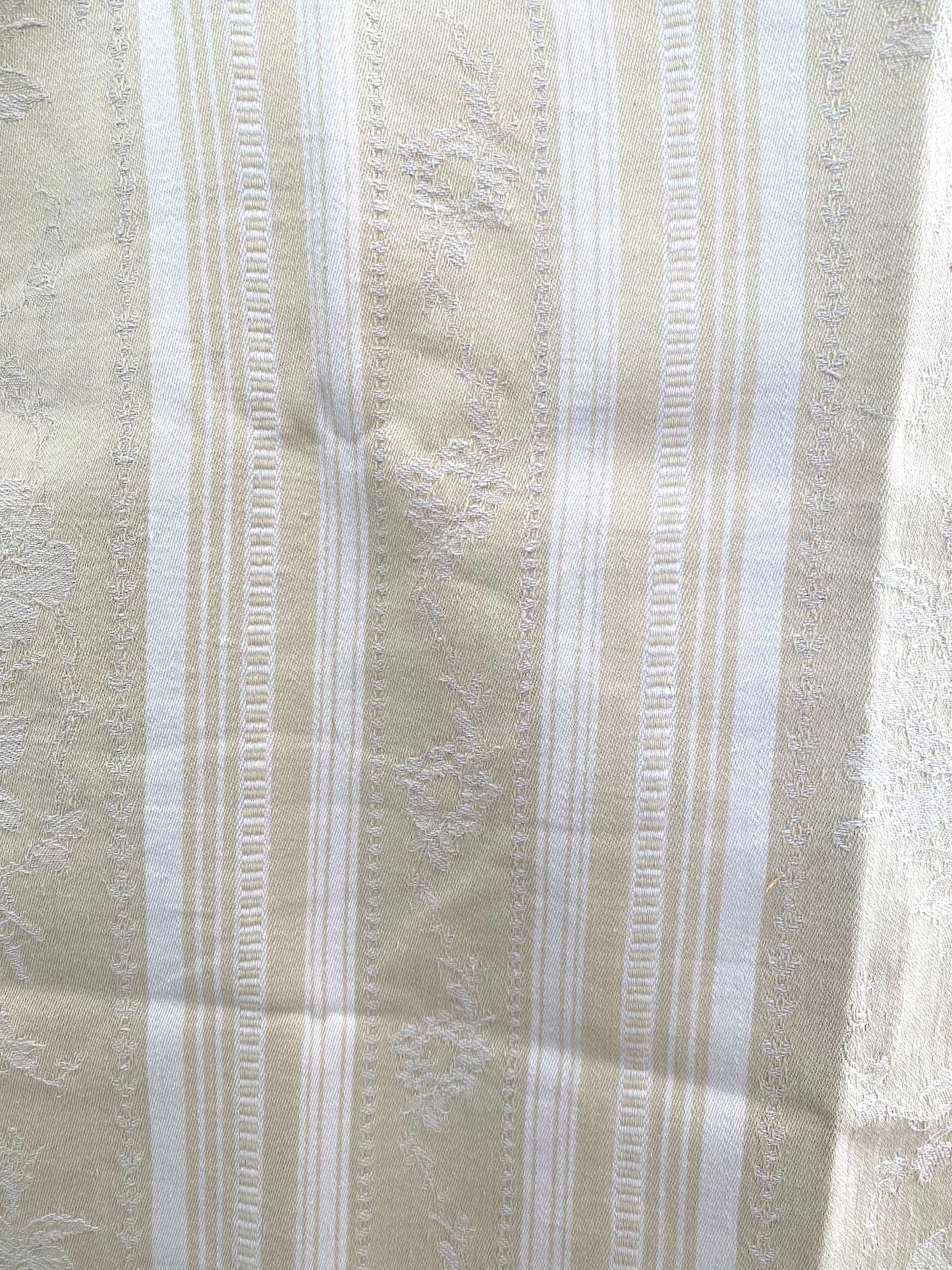 Antique French Natural Damask Linen Fabric Panel 50x50cm