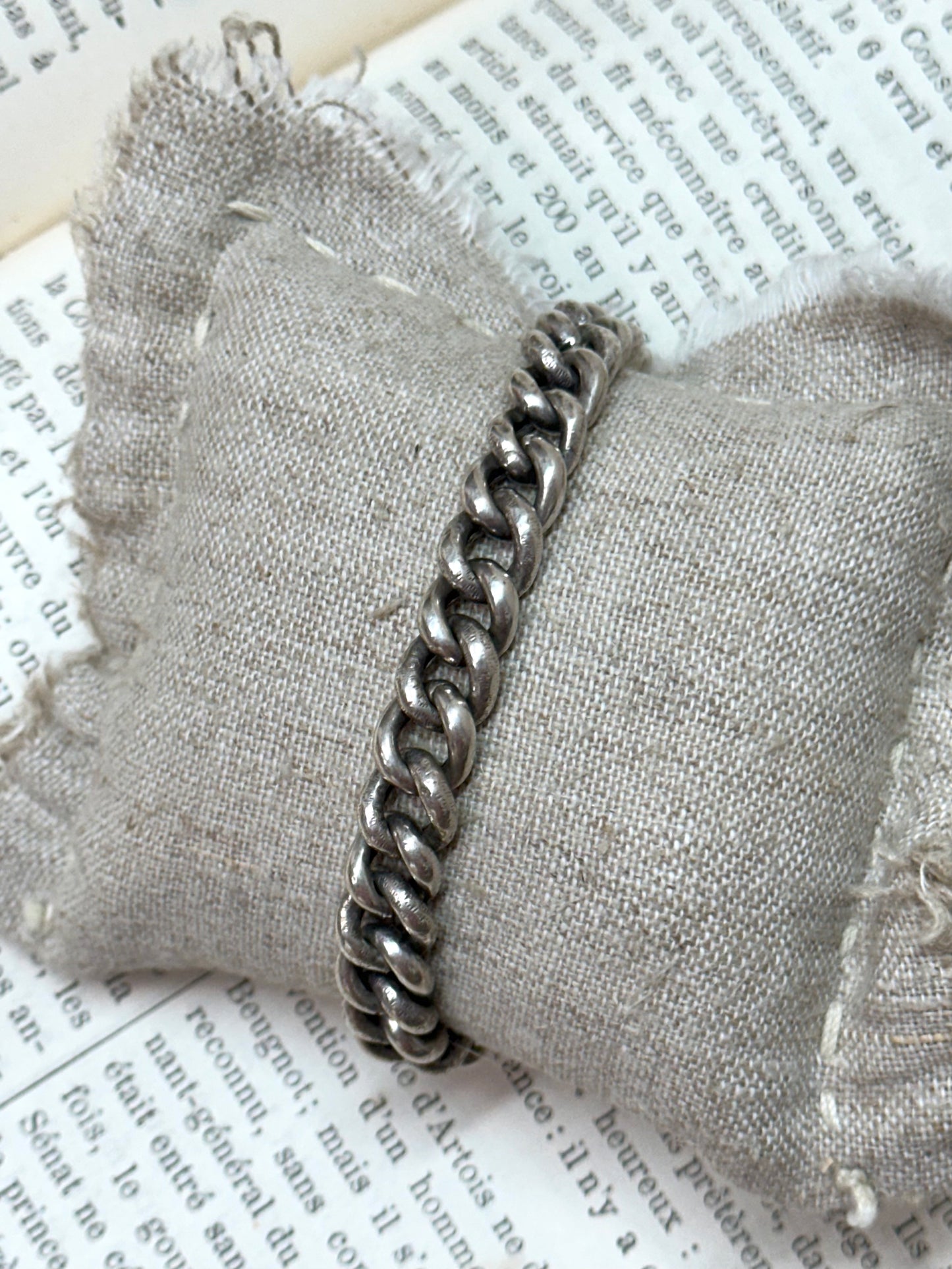 Antique French Silver Bracelet With Ball Charm