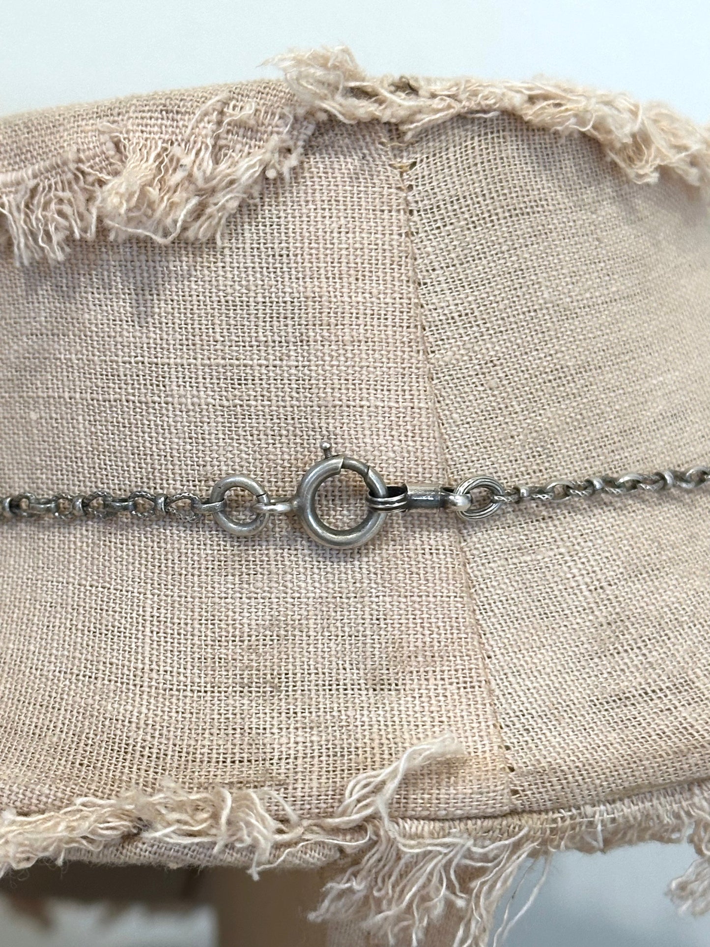 Antique French Ornate Silver Necklace With Round Fob Watch Locket
