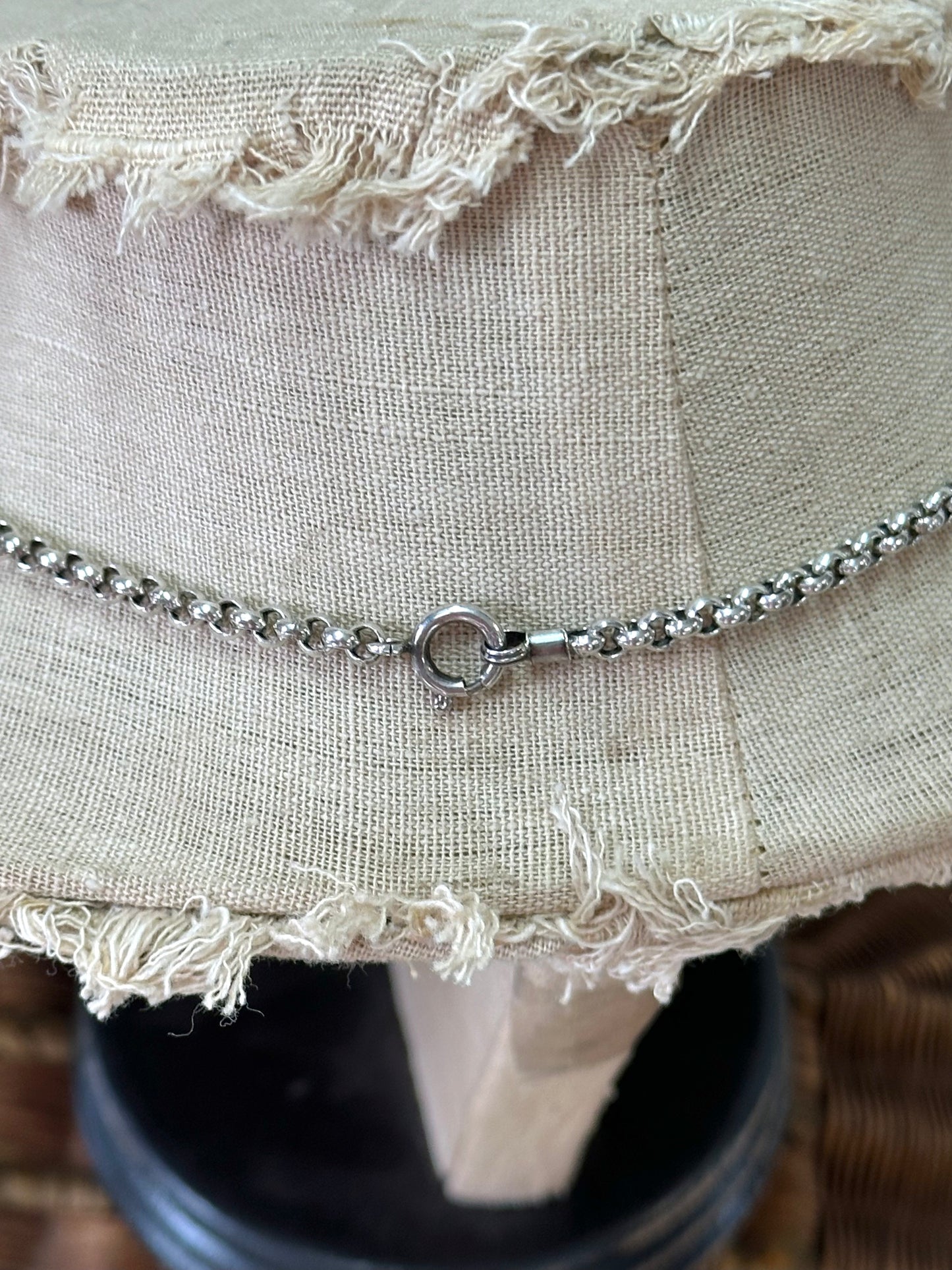 Antique French Silver Necklace With Ball Charm