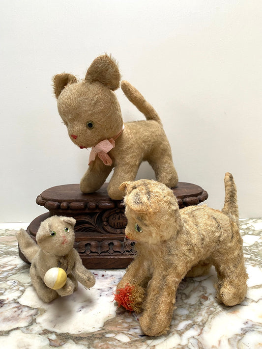 Vintage French Cat & Kitten Soft Toys