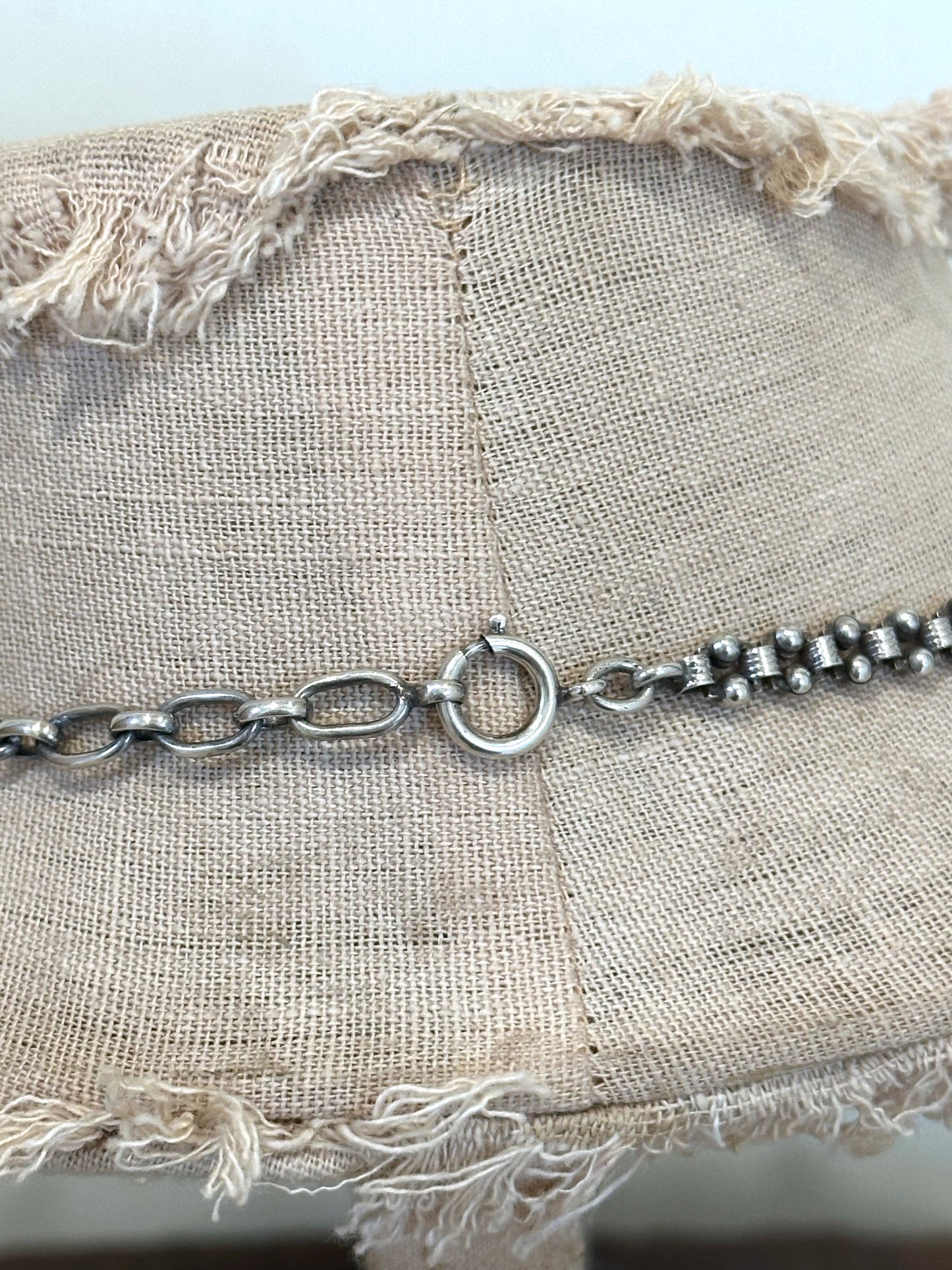 Antique French Fob Watch Chain Necklace With T-Bar