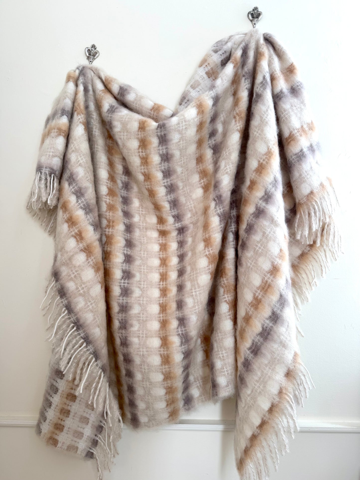 Mantas Ezcaray Ecru/Camel Mohair Blanket