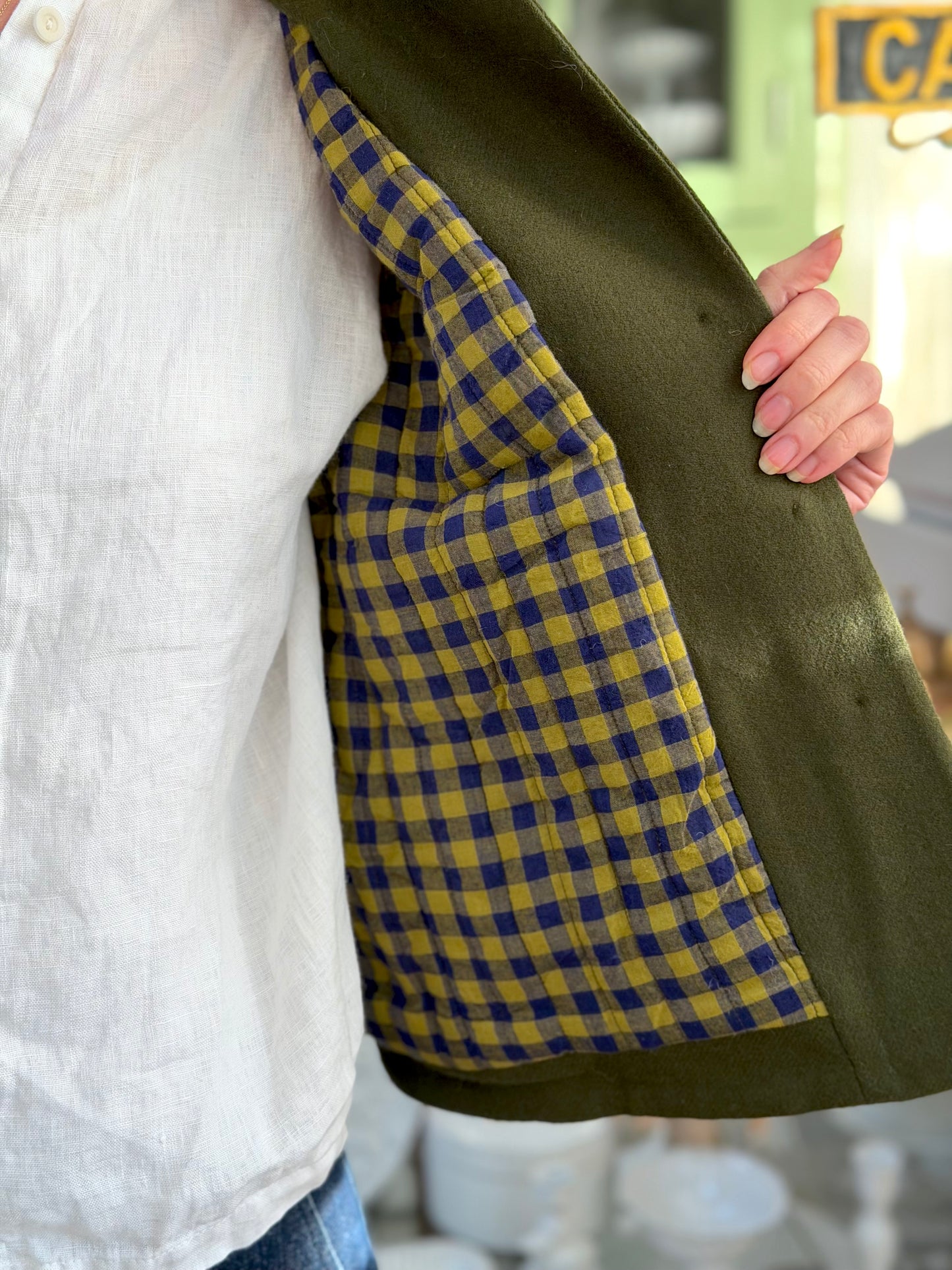 Wool Jacket With Floral Embroidery - Olive