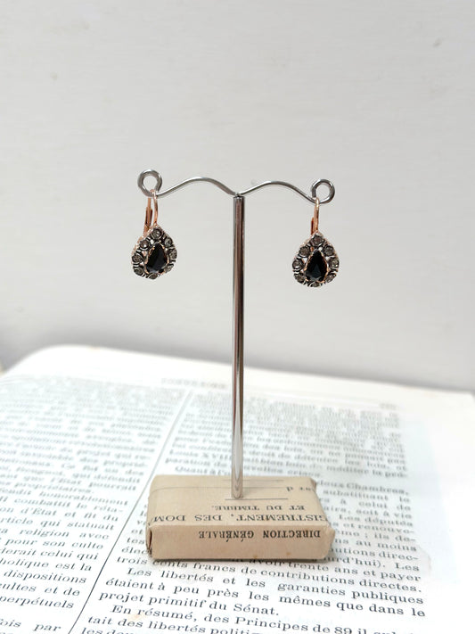 Italian Black Crystal Centre Teardrop Earrings
