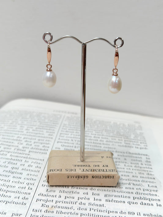 Italian White Pearl Drop Earrings