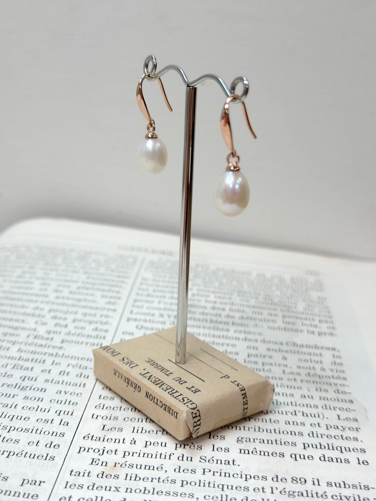 Italian White Pearl Drop Earrings