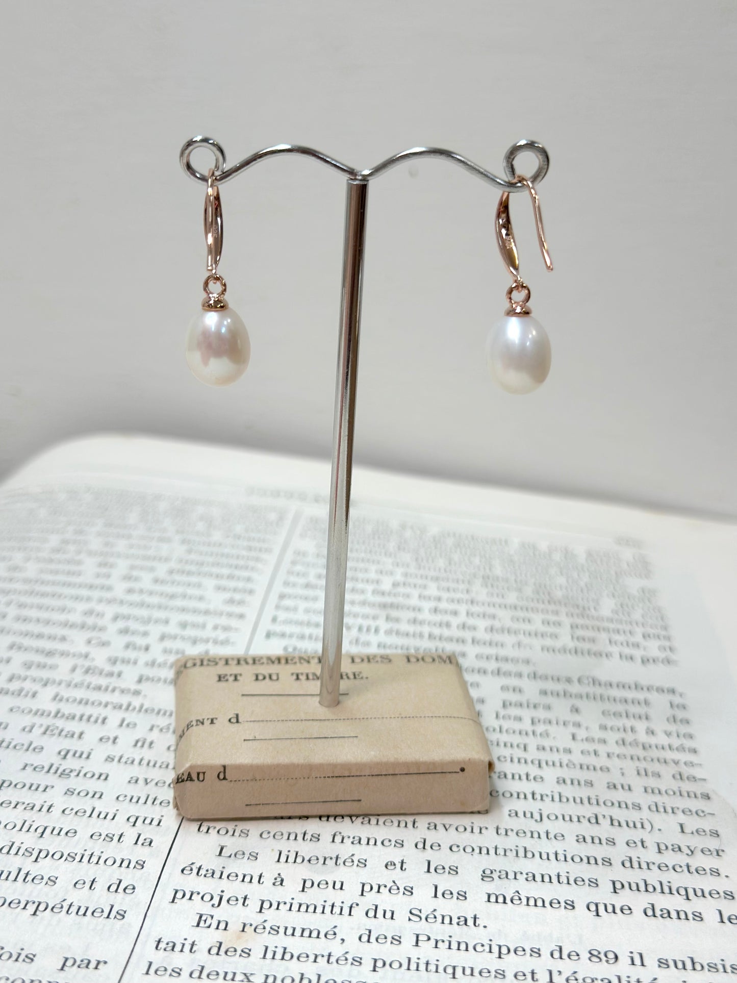 Italian White Pearl Drop Earrings