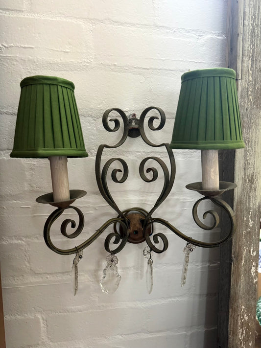 Antique French Pair of Double Light Scroll Wall Sconces