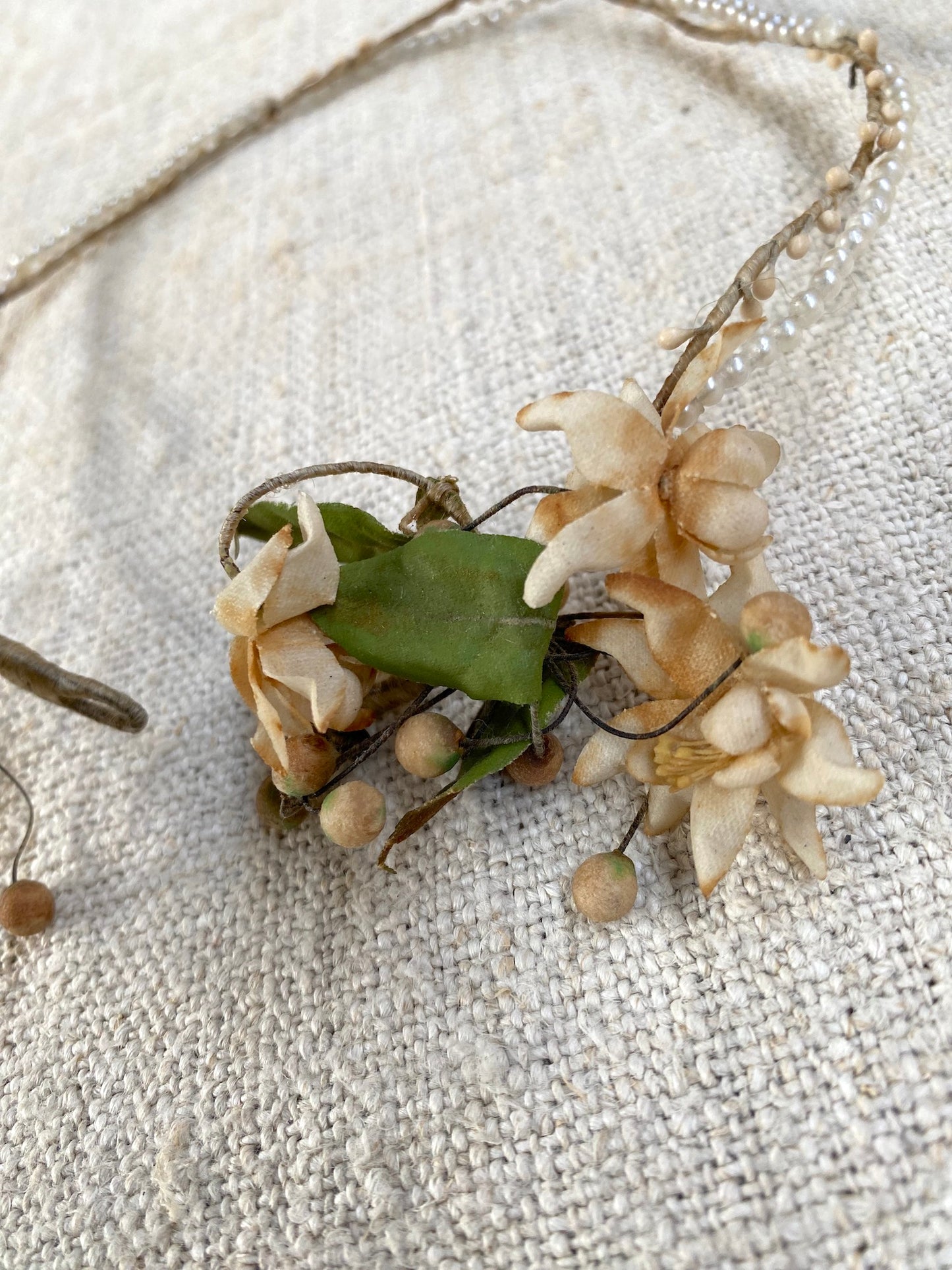 Antique French Wax Flower Crown IV