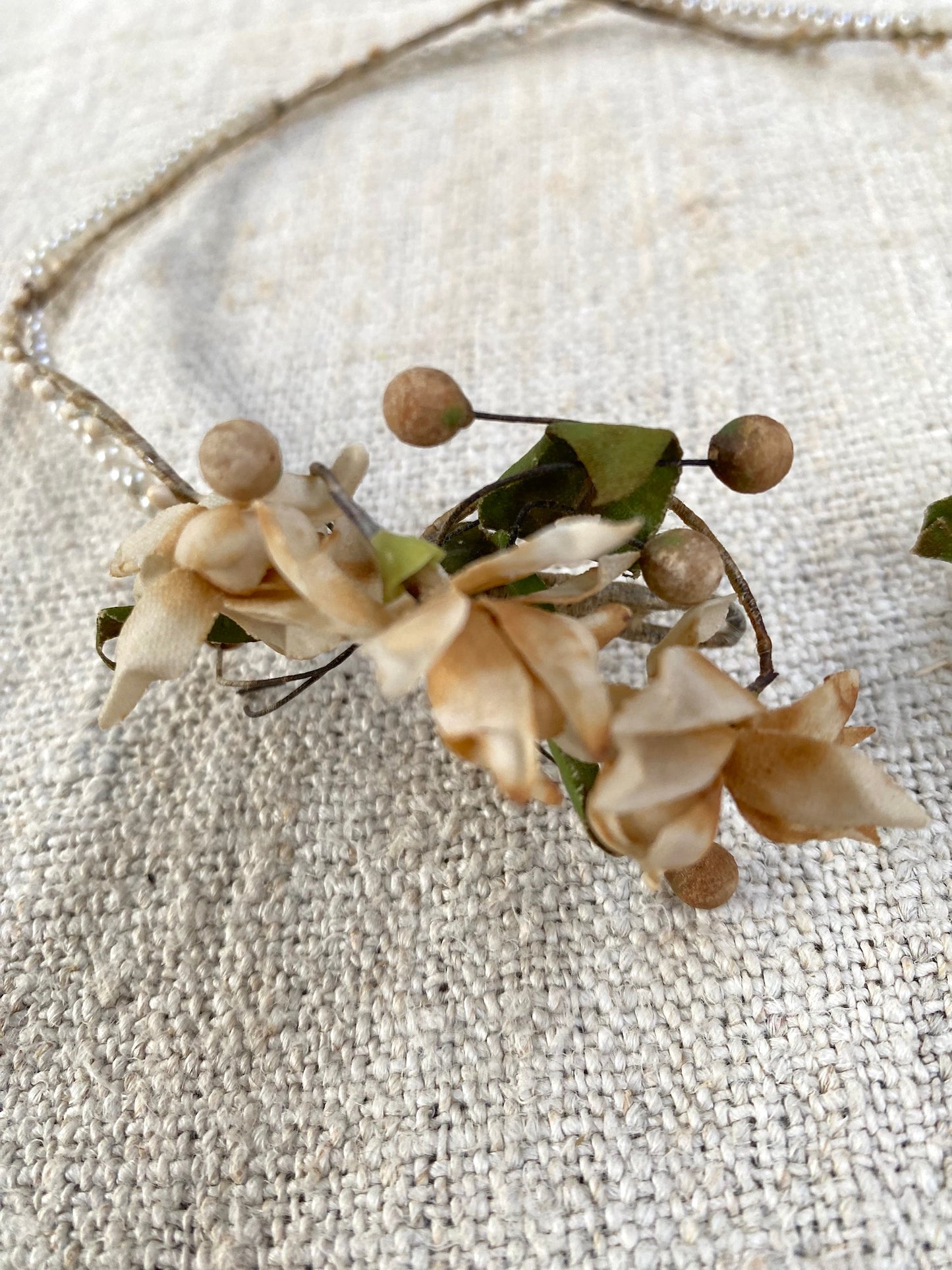 Antique French Wax Flower Crown IV