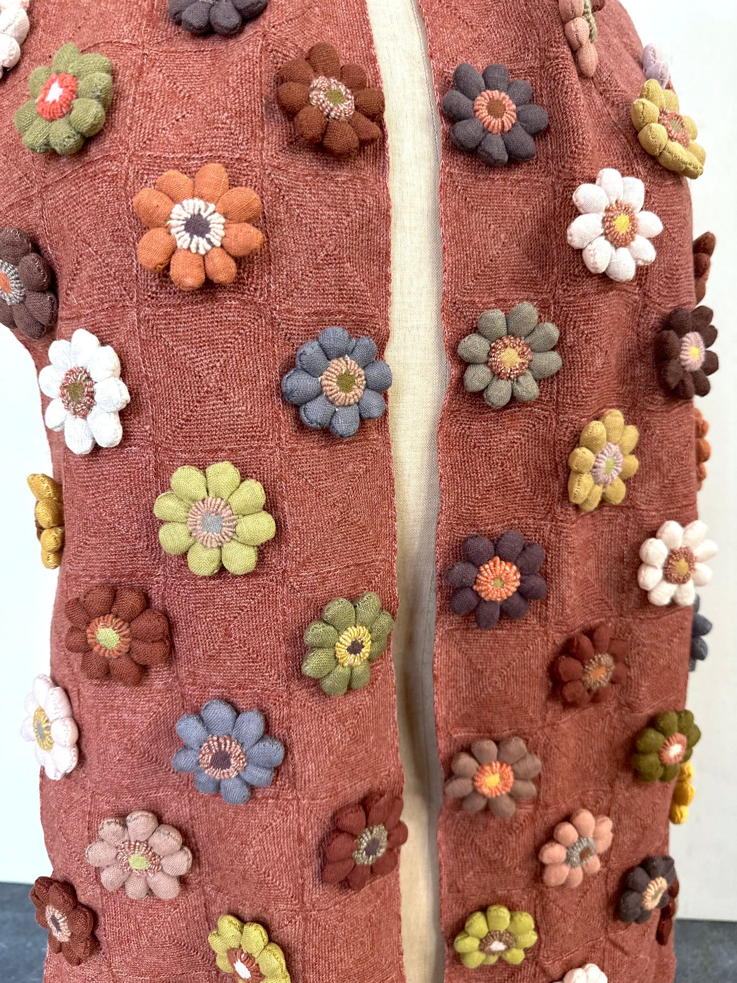 Sophie Digard Rose Crochet Geometric Scarf With Large Flowers