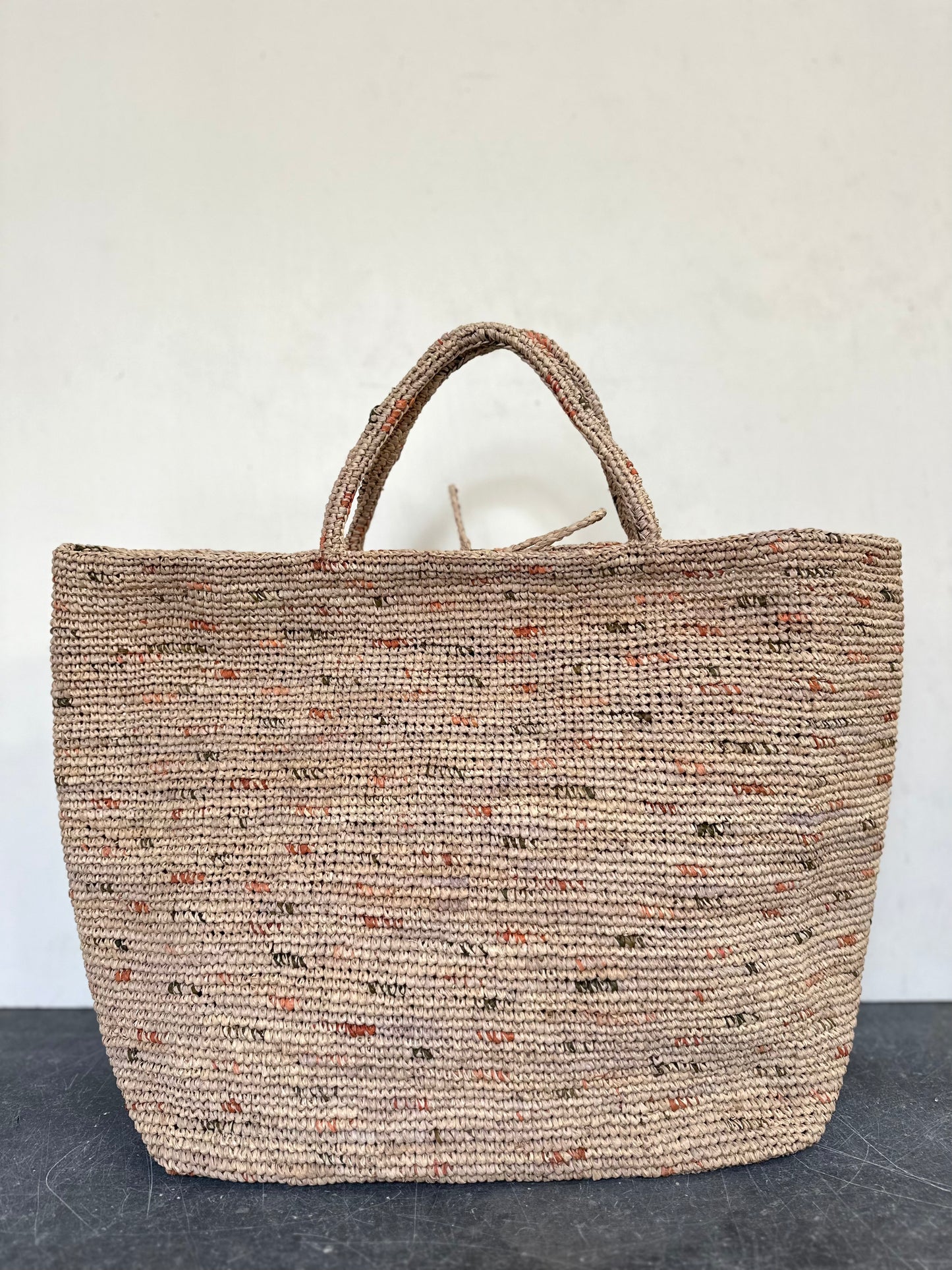 Sophie Digard Large Raffia Bag With Felt Farm Animal Duo