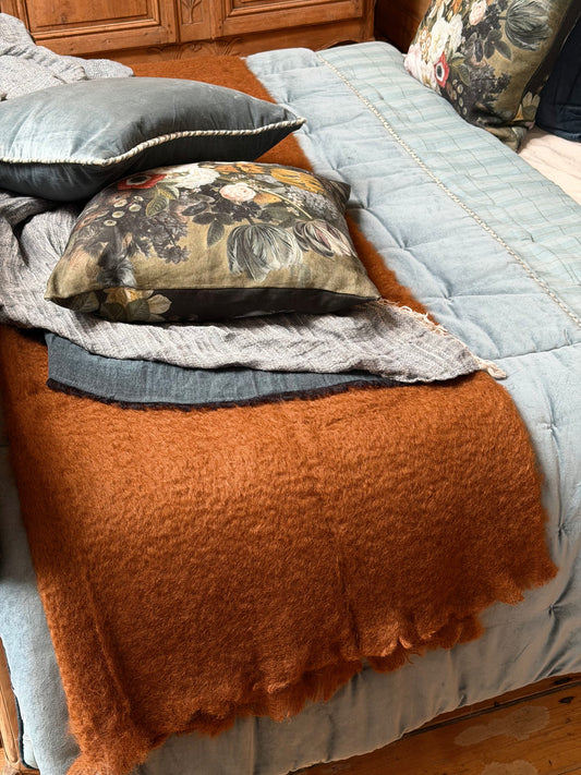 Mantas Ezcaray Warm Brown Mohair Blanket