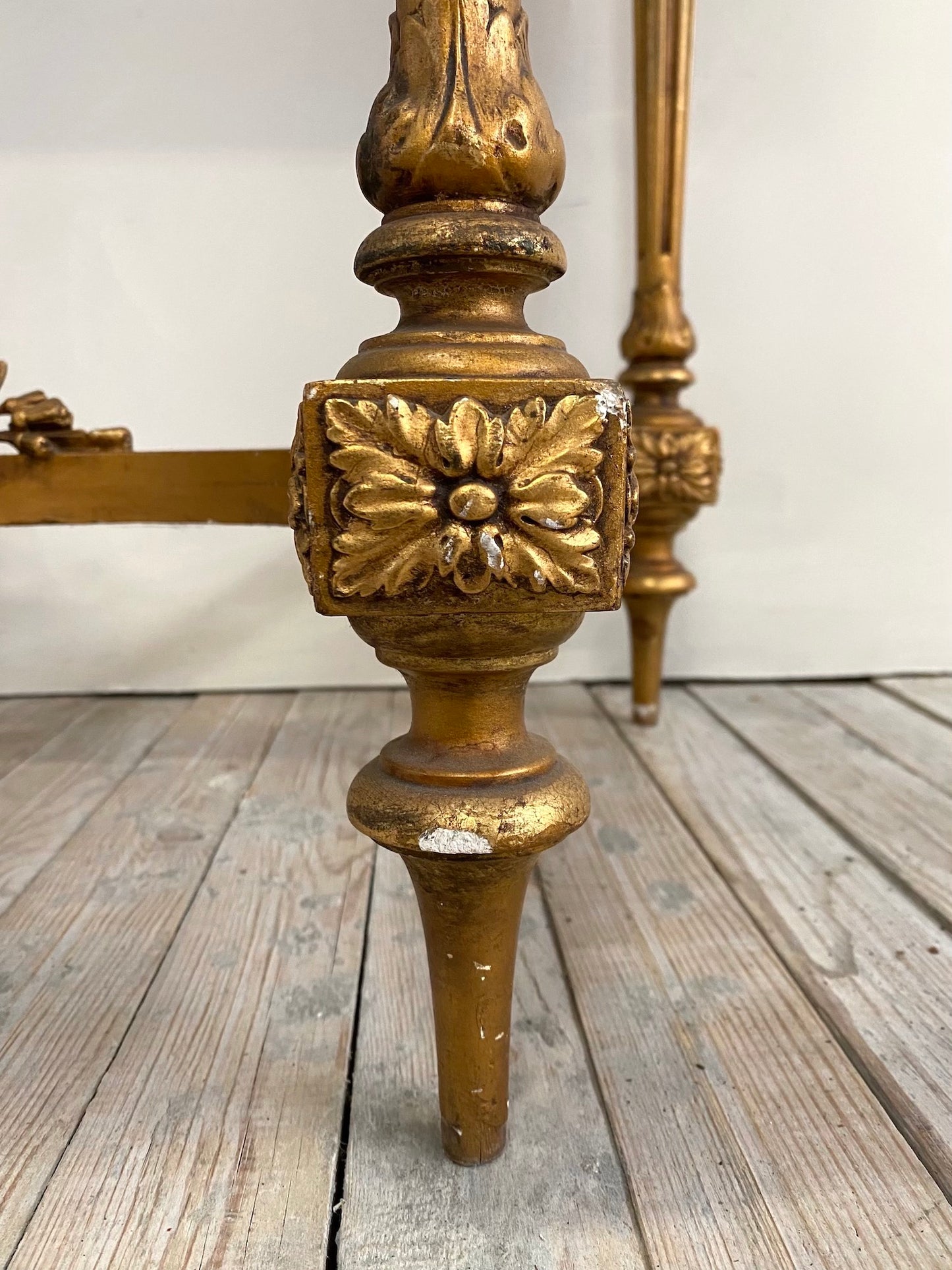 Antique French Louis XVI Gilt & White Marble Console Table