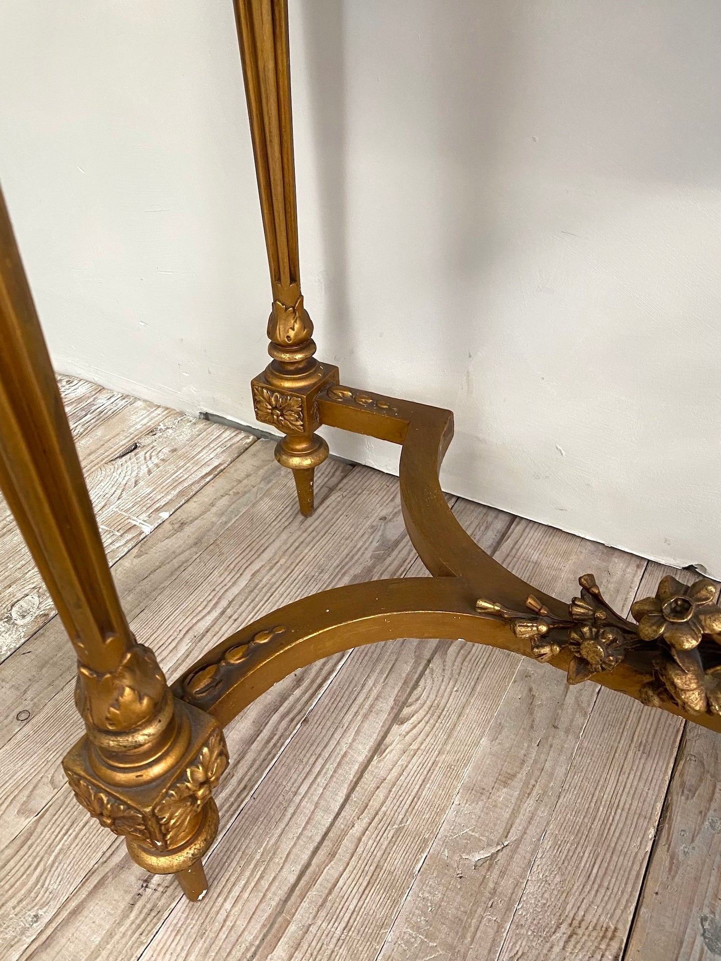 Antique French Louis XVI Gilt & White Marble Console Table