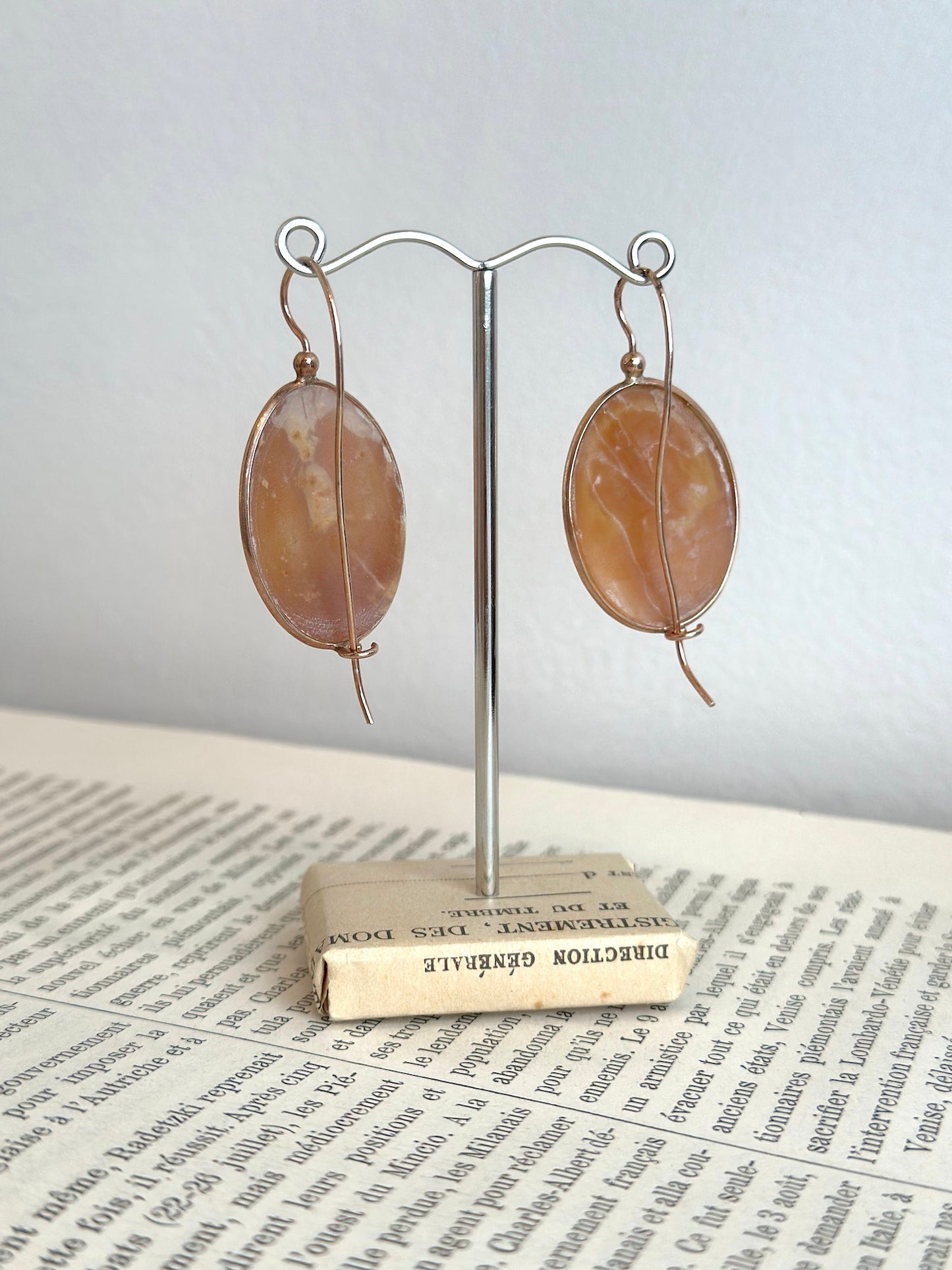 Italian Medium Oval Floral Lady Cameo Earrings