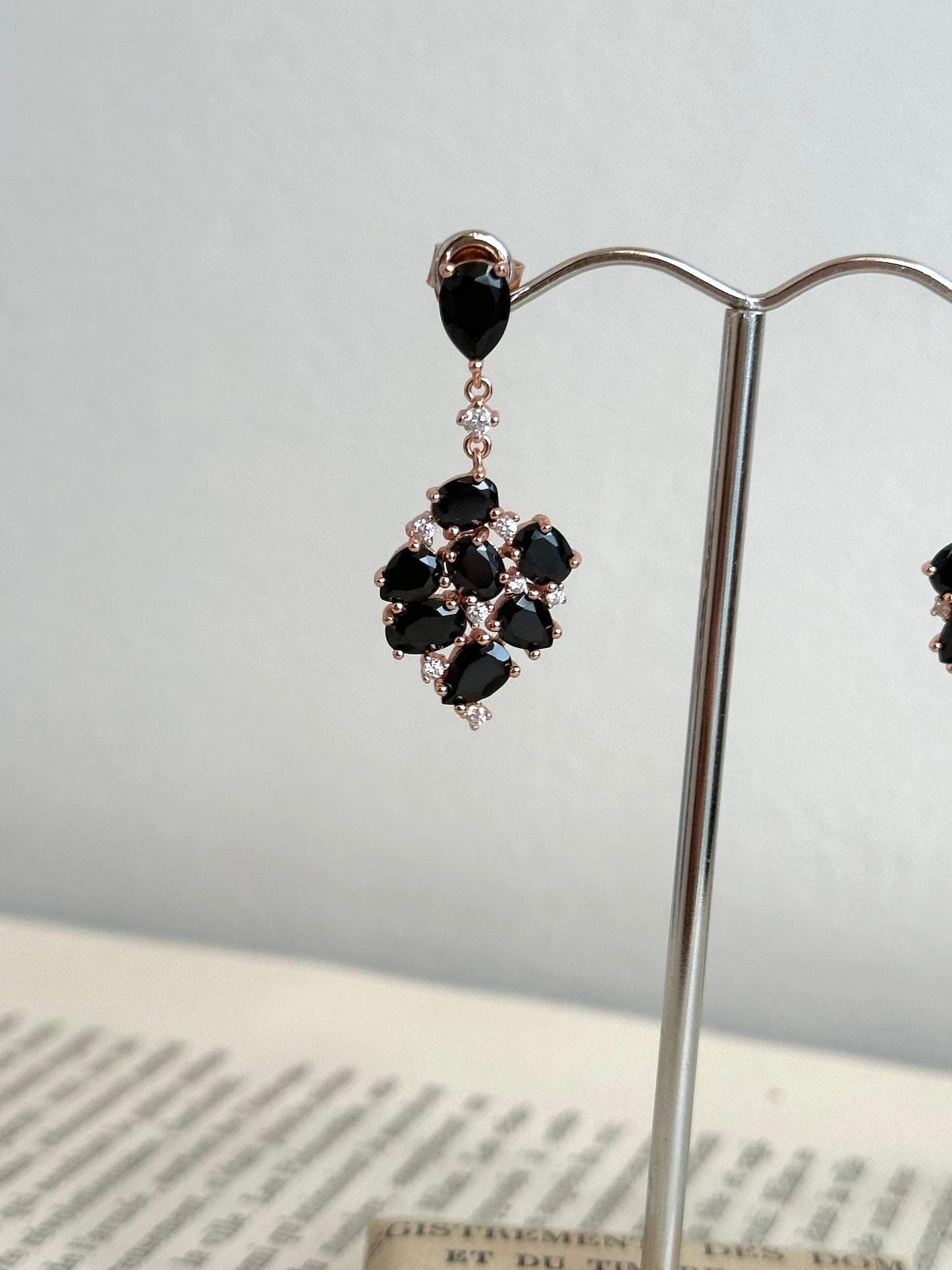Italian Black Spinel Drop Earrings