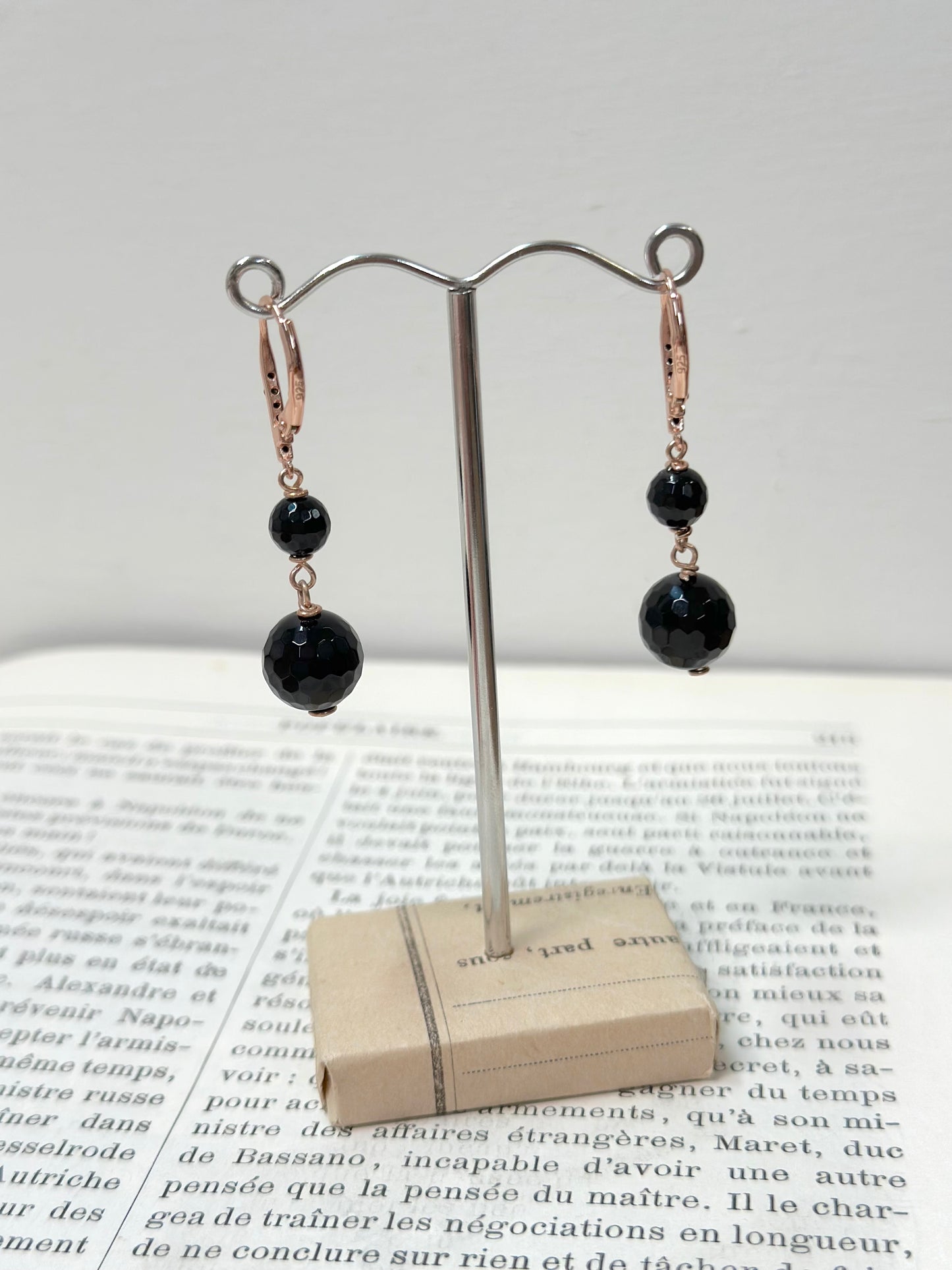 Italian Black Agate Drop Earrings