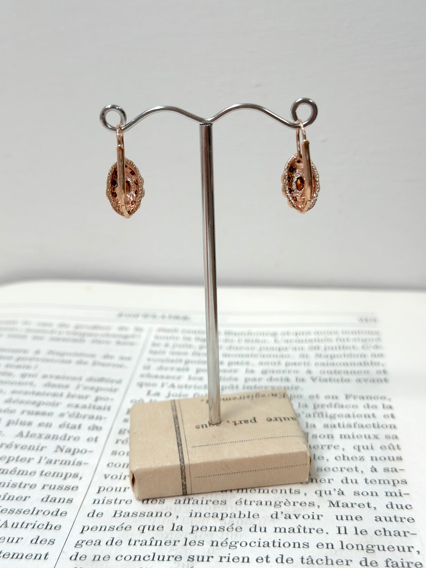 Italian Small Montana Blue And Crystal Oval Drop Earrings