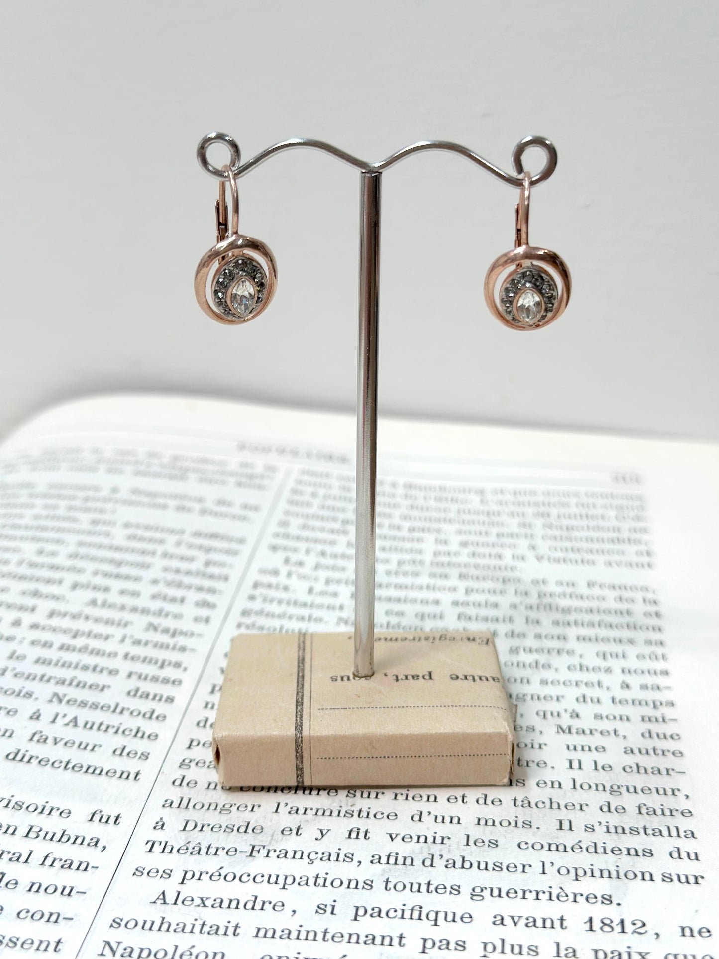 Italian Oval Cutout Earrings With Bright Crystal Centre