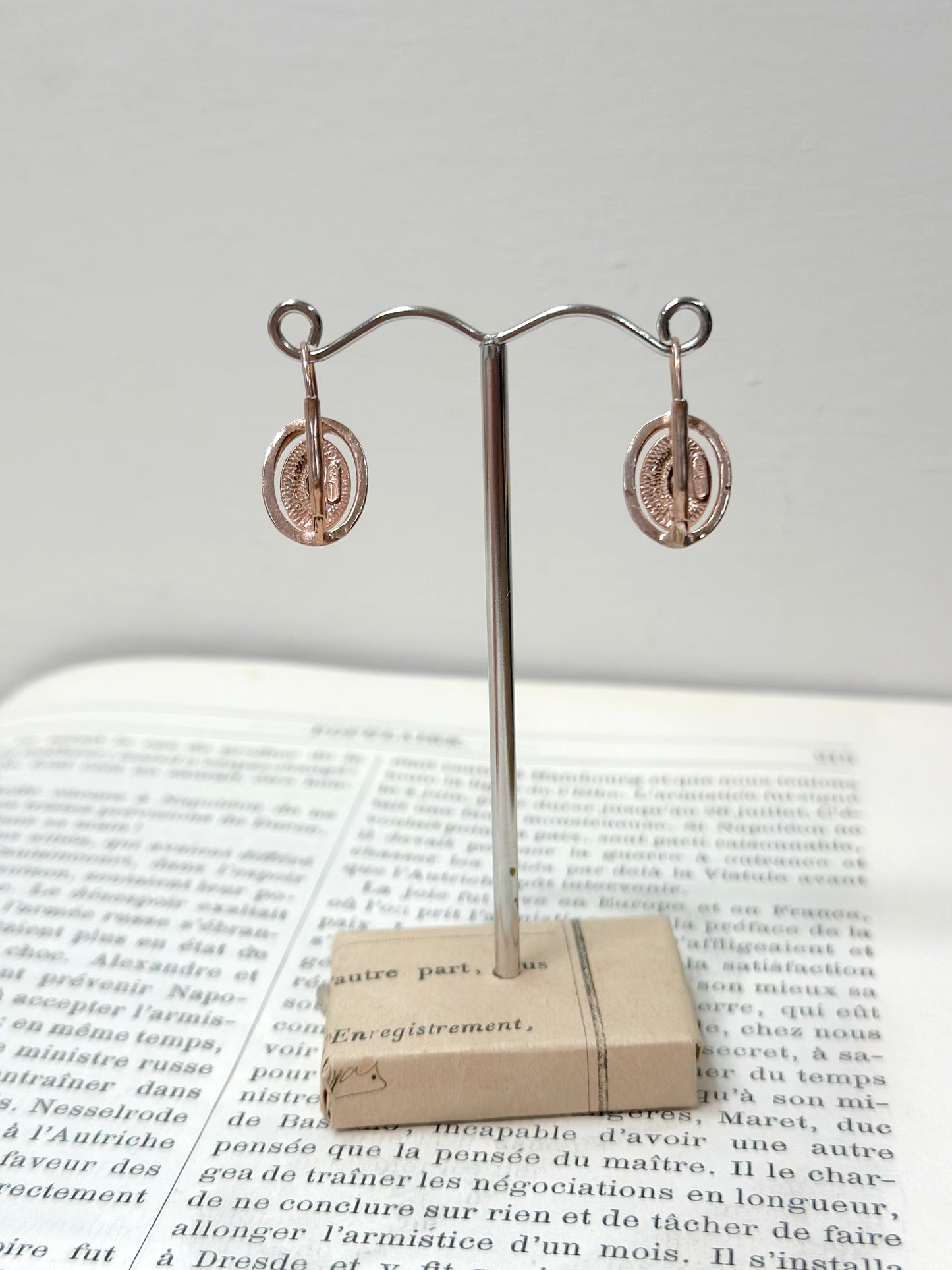 Italian Oval Cutout Earrings With Bright Crystal Centre