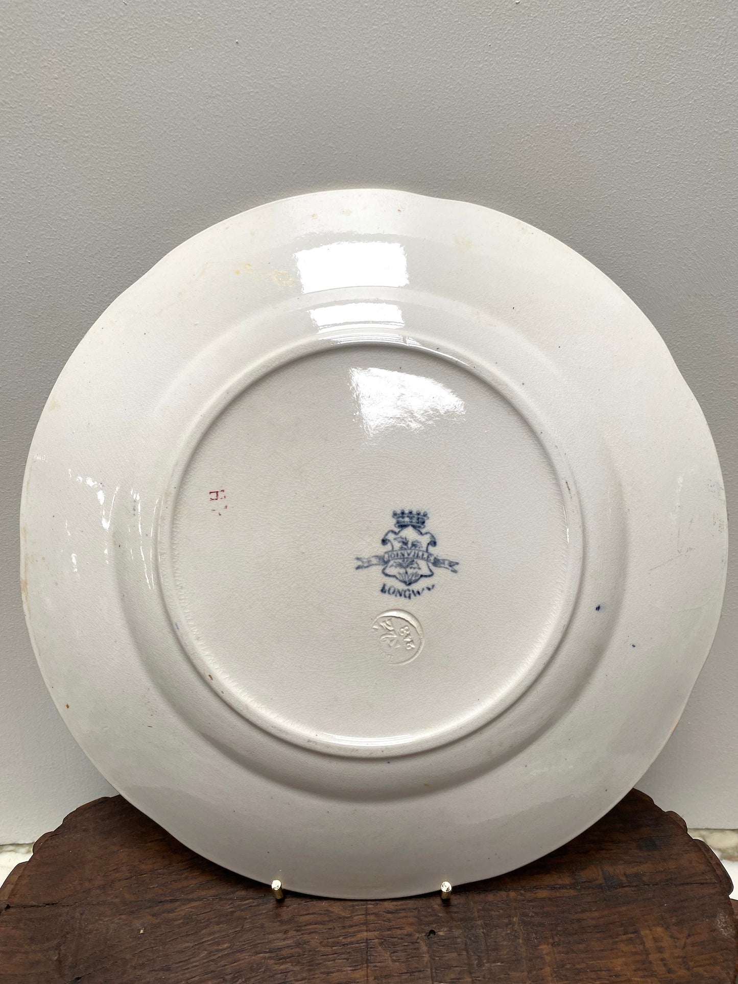 Antique French Blue Floral 'Joinville Longwy' Side Plates - Pair