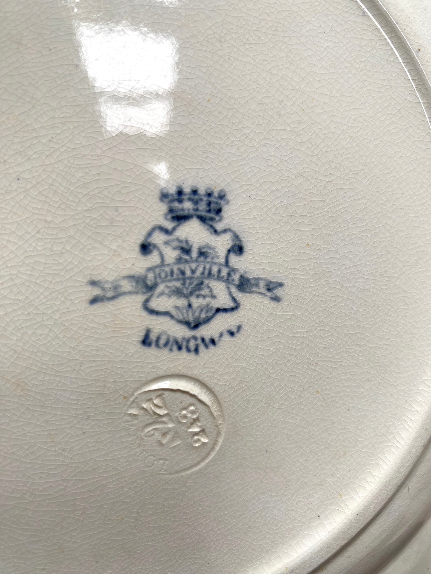 Antique French Blue Floral 'Joinville Longwy' Side Plates - Pair