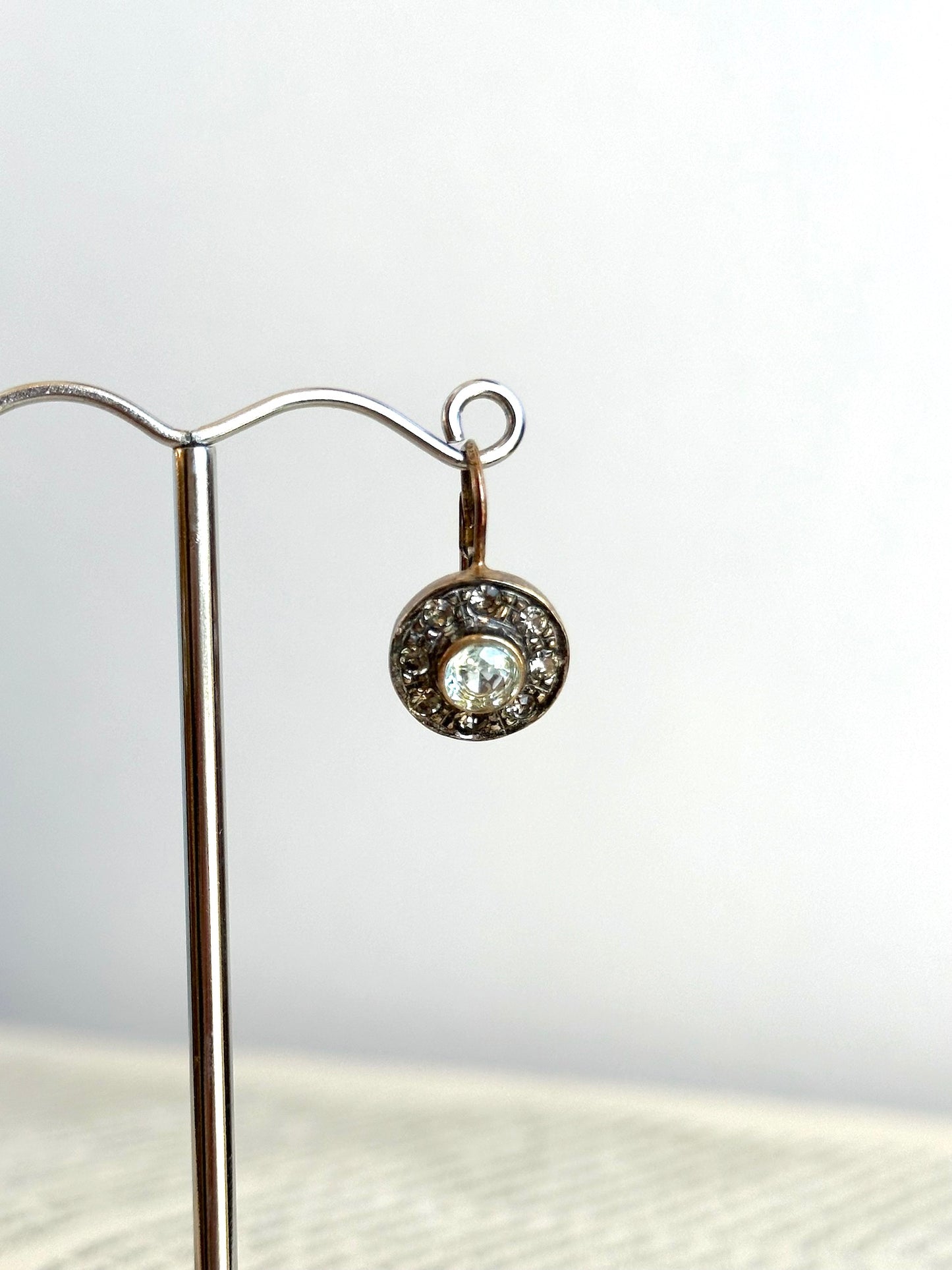 Italian Small Blue Topaz & Crystal Earrings