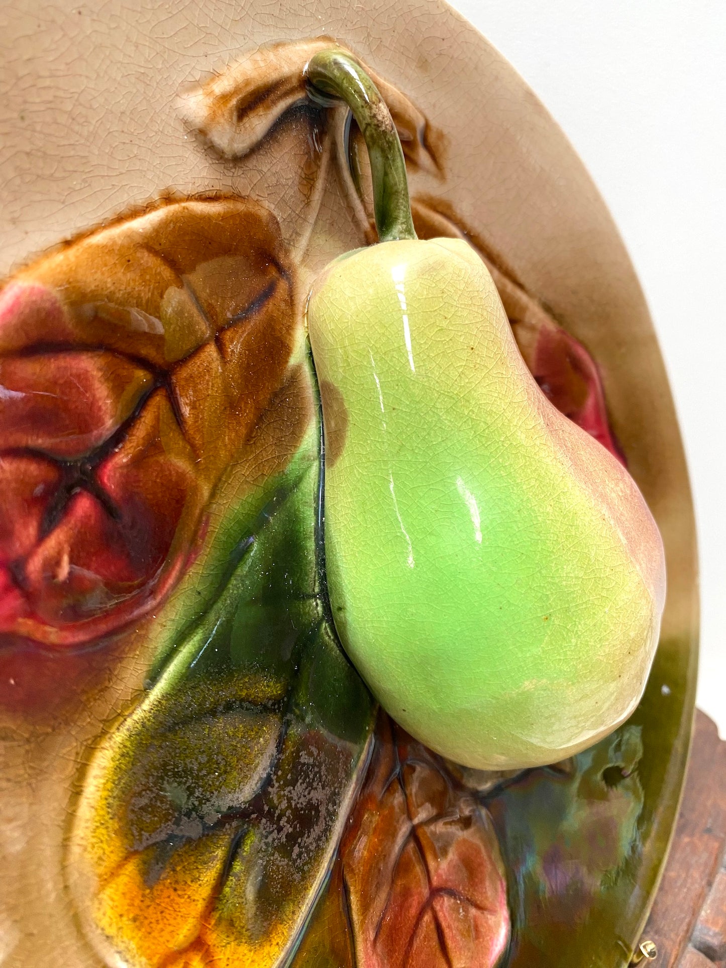Antique French Barbotine Pear & Apple Plates - I