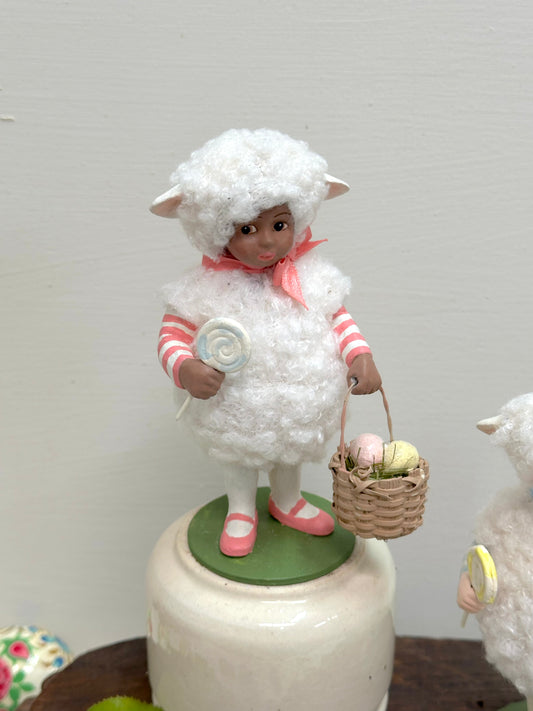 Hand Painted Papier-Mache Sheep With Baskets And Lollies