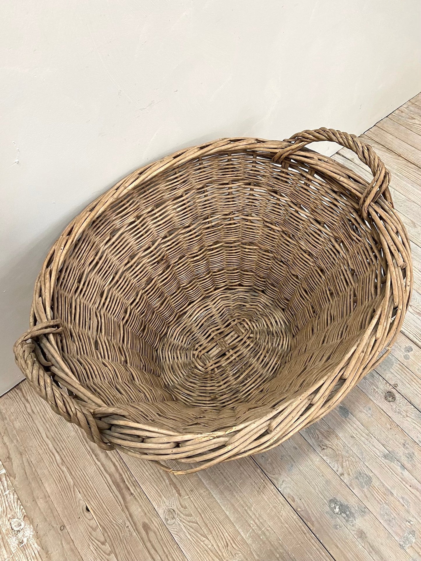 Antique French Large Oval Laundry Basket