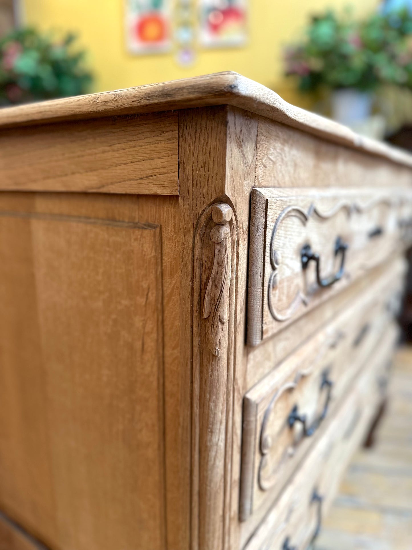 Vintage French Oak 3 Drawer Commode