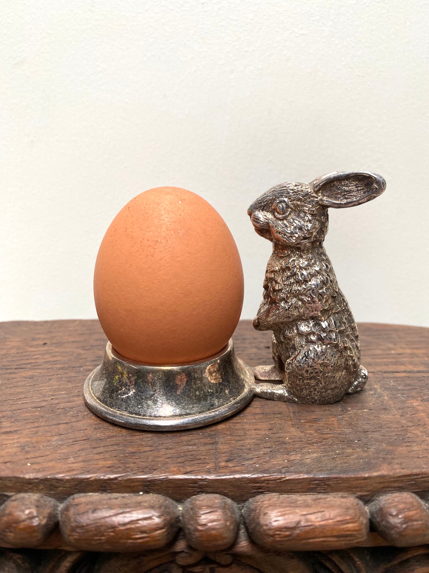 Antique French Pewter Egg Cup - Rabbit