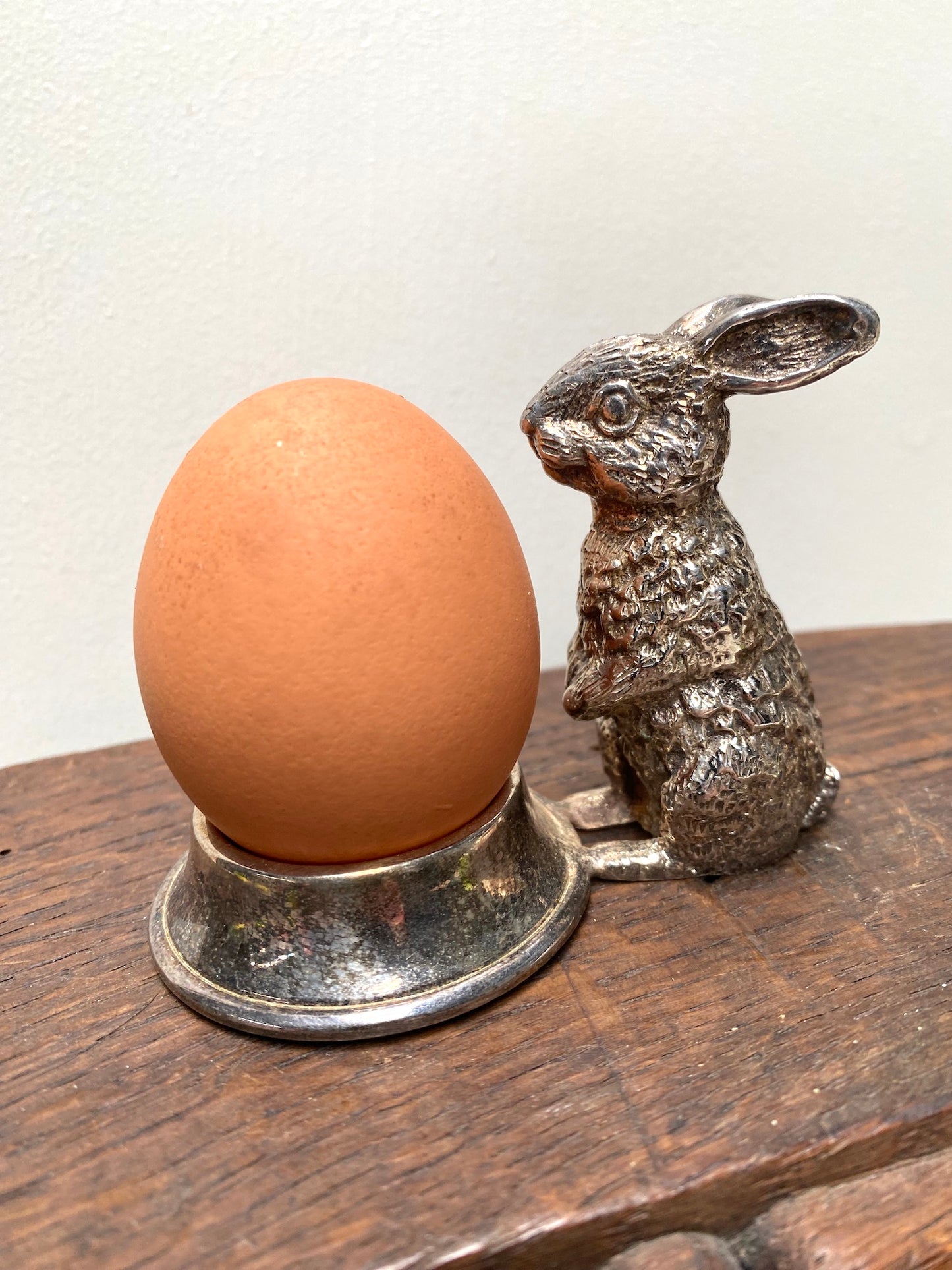 Antique French Pewter Egg Cup - Rabbit