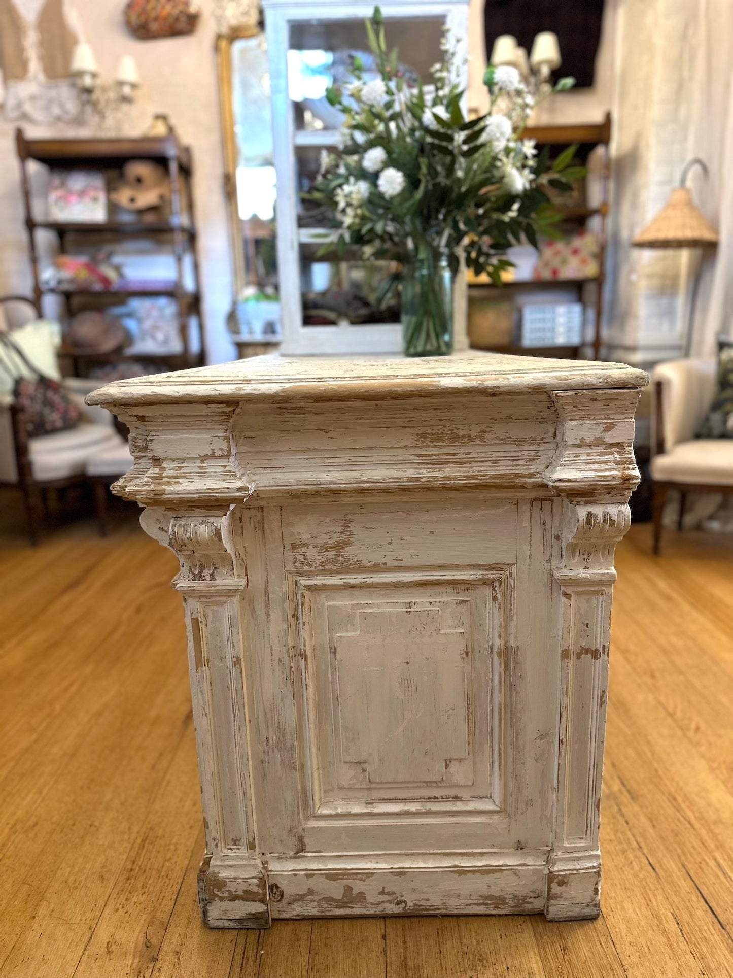 Antique French Island Bench with Drawers