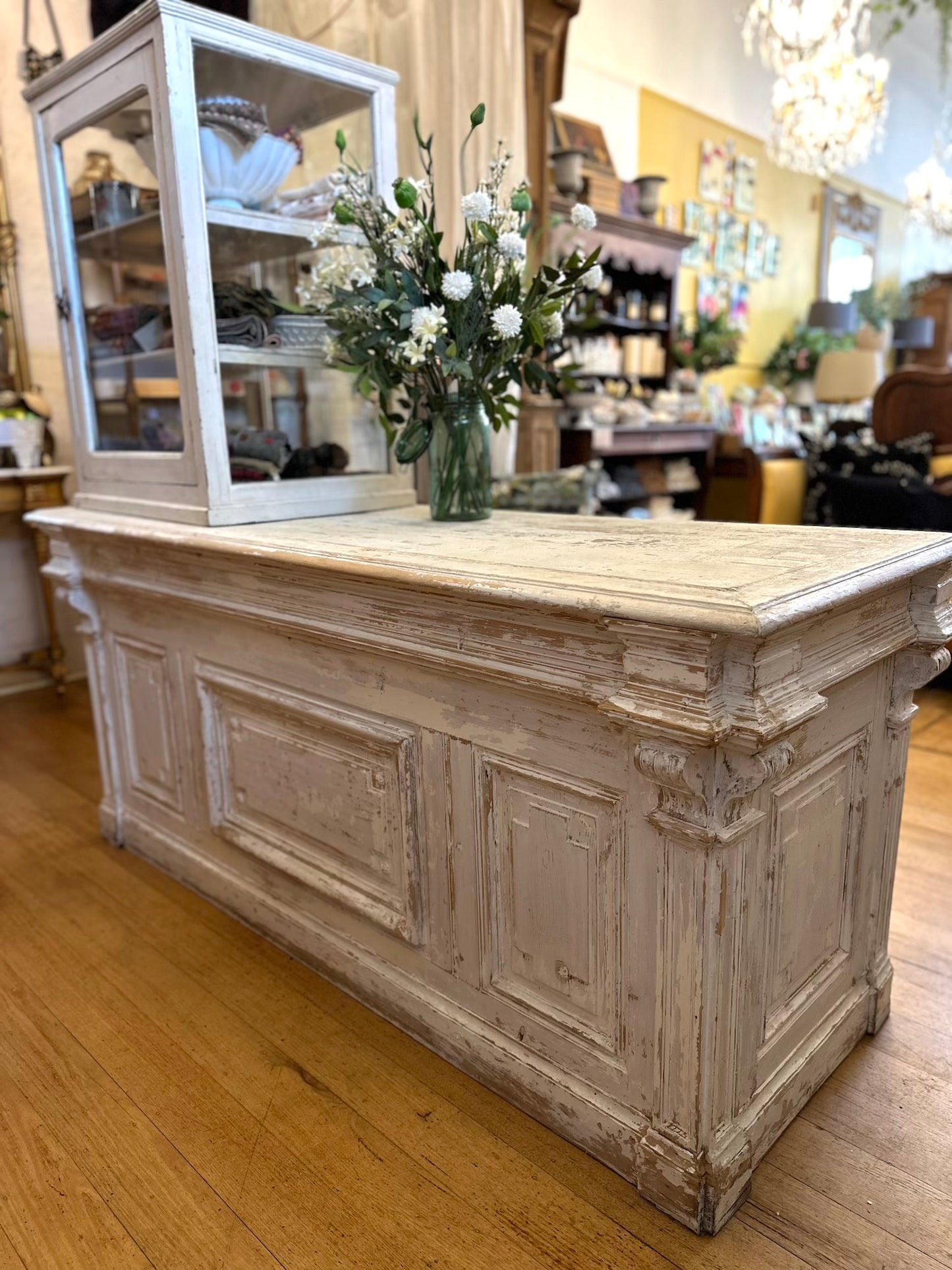 Antique French Island Bench with Drawers