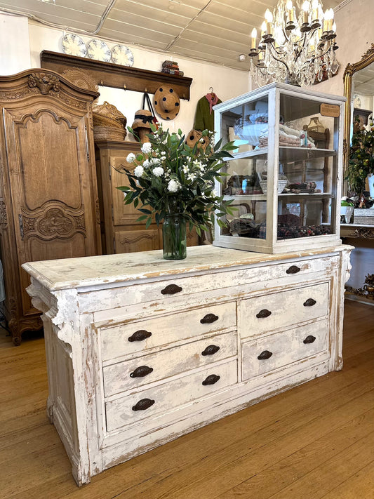 Antique French Island Bench with Drawers