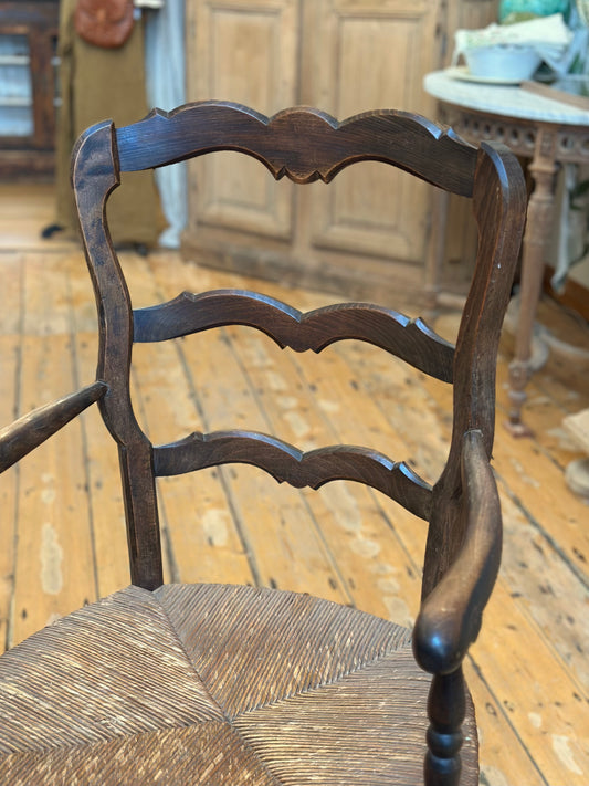 Antique French Pair Of Oak Carver Chairs