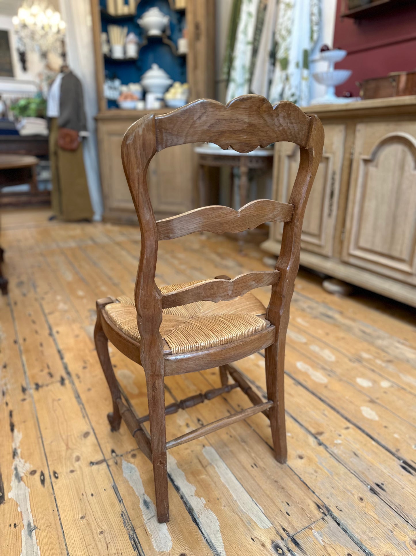 Set of 6 Antique French Oak Farmhouse Dining Chairs