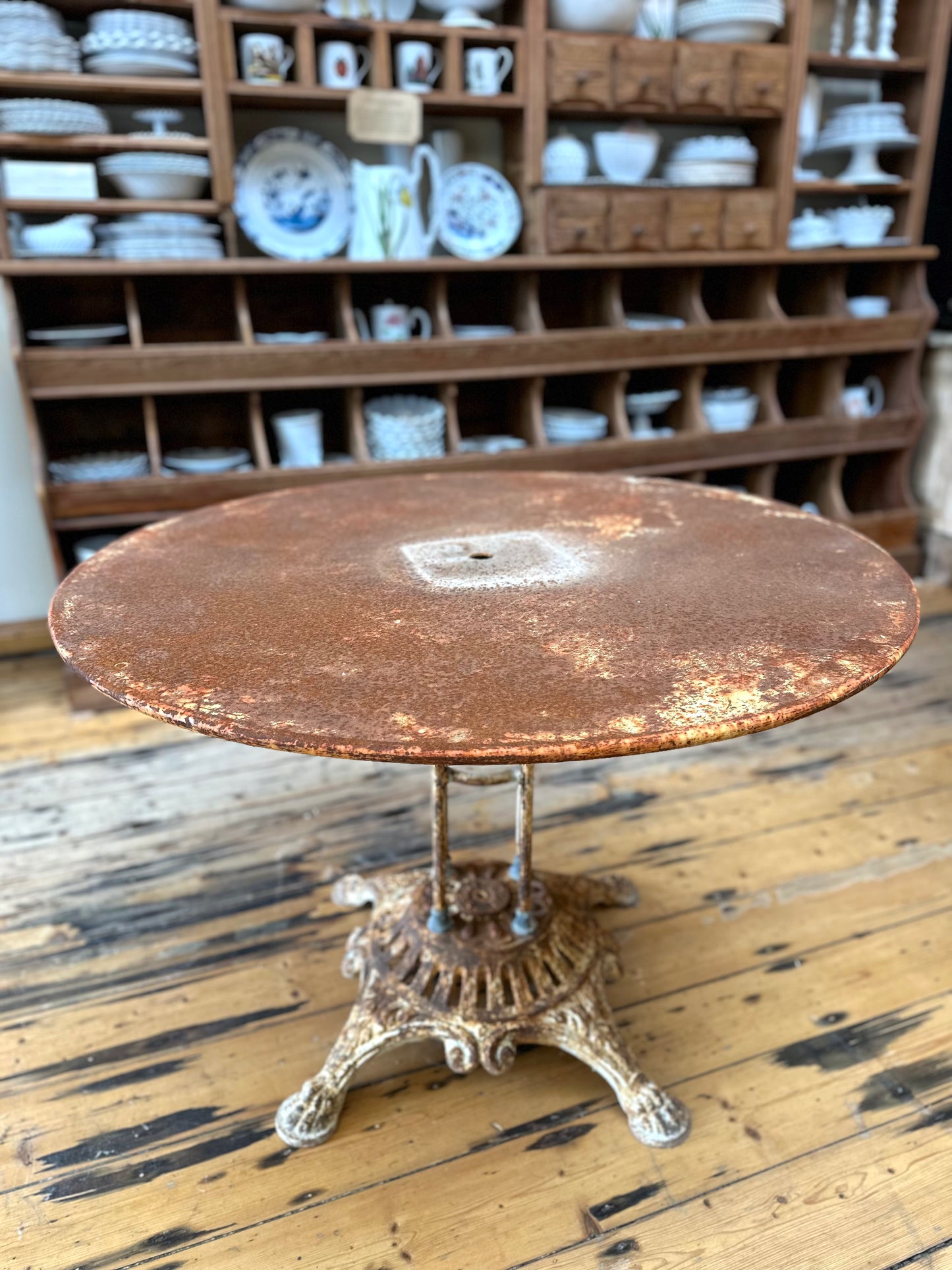 Antique French Arras Style Round Cast Iron Outdoor Table