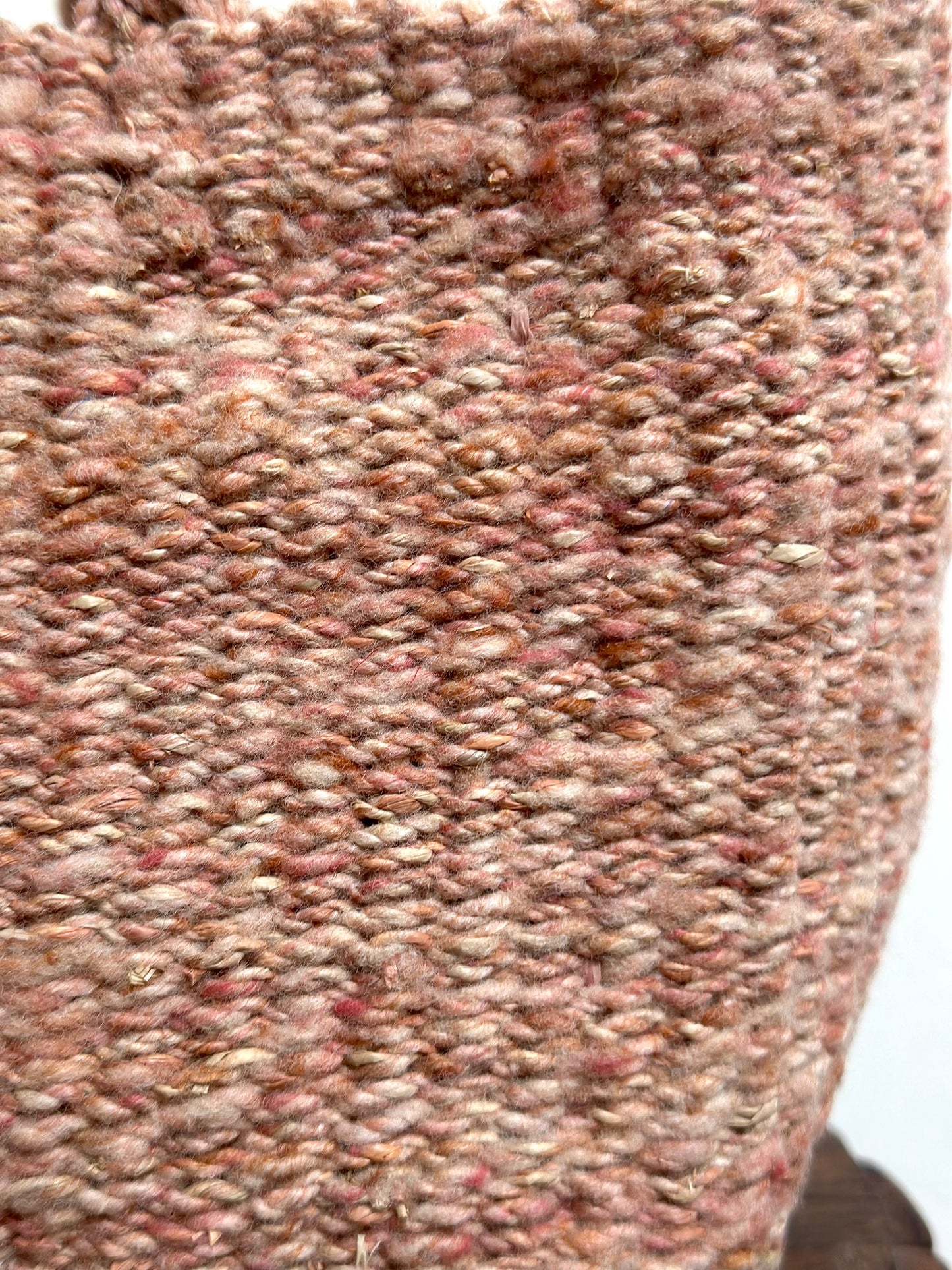 Sophie Digard Small Pink Crochet Wool Basket Bag