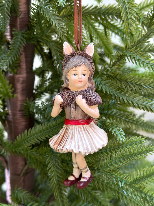 Woodland Animal Children - Pair Hanging Ornaments