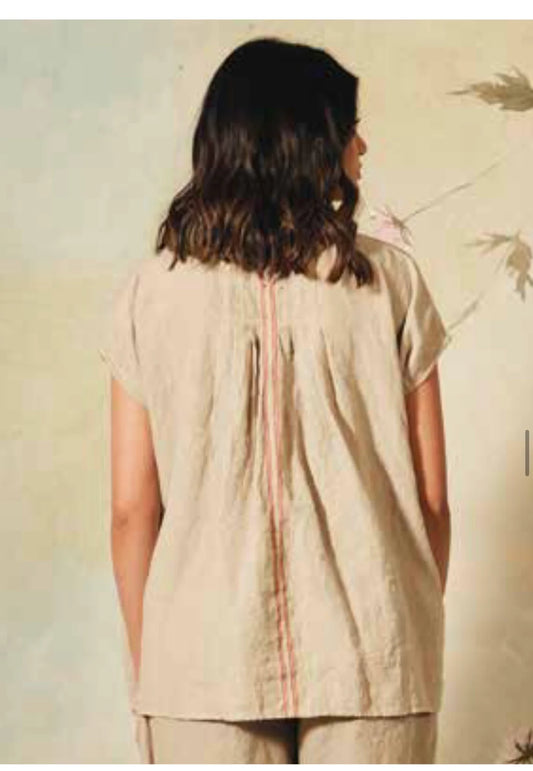 DVE 'Indra' Pin Tuck Blouse - Taupe LAST ONE M/L