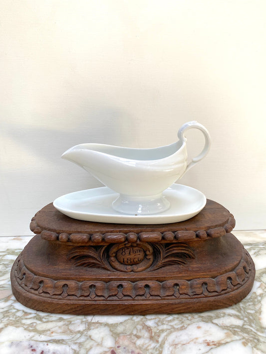 Antique French White Ceramic Gravy Boat